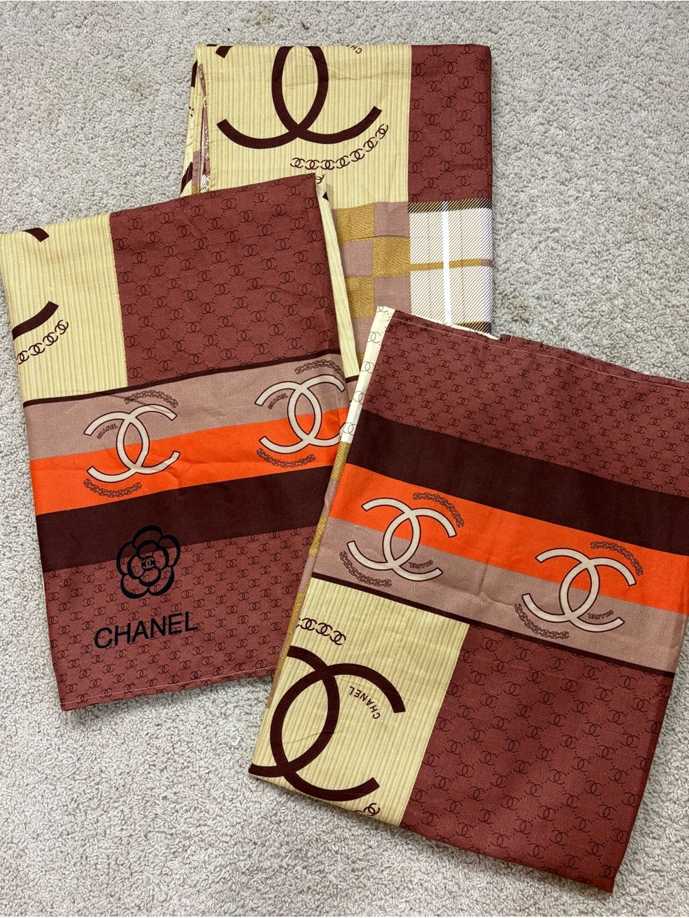 3 Large Pieces CHANEL Print FABRIC